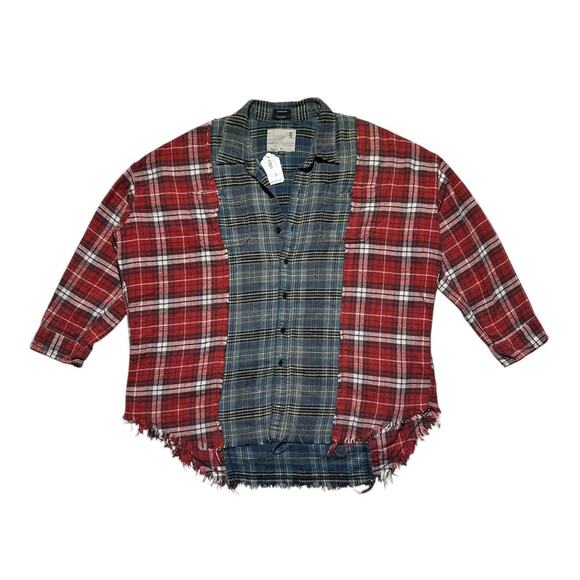 $595 Oversized split paneled checkered flannel - Picture 1 of 5